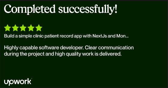 Upwork review: Highly capable software developer. Clear communication during the project and high quality work is delivered.