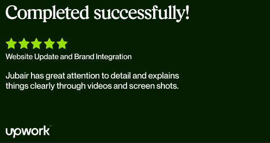 Upwork review: Jubair has great attention to detail and explains things clearly through videos and screen shots.